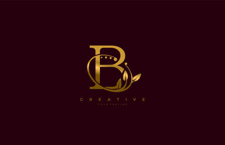Golden Beauty Flourishes Initial Typography Logogramのイラスト素材