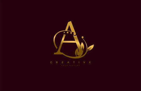 Golden Beauty Flourishes Initial Typography Logogramのイラスト素材