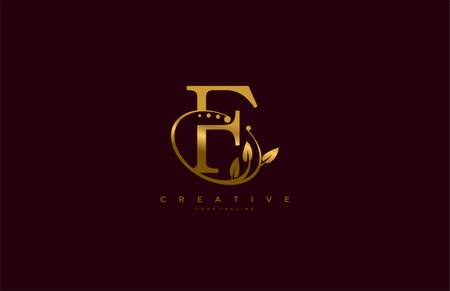 Golden Beauty Flourishes Initial Typography Logogramのイラスト素材