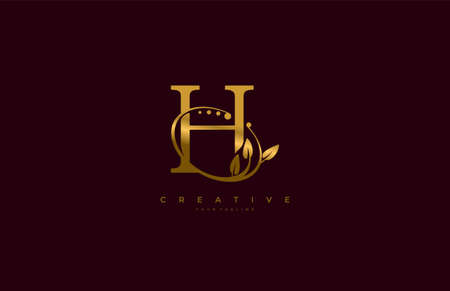 Golden Beauty Flourishes Initial Typography Logogramのイラスト素材