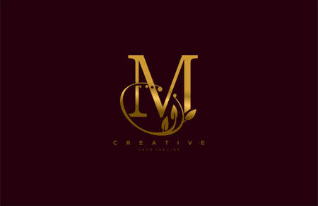 Golden Beauty Flourishes Initial Typography Logogramのイラスト素材