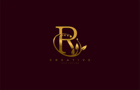 Golden Beauty Flourishes Initial Typography Logogramのイラスト素材
