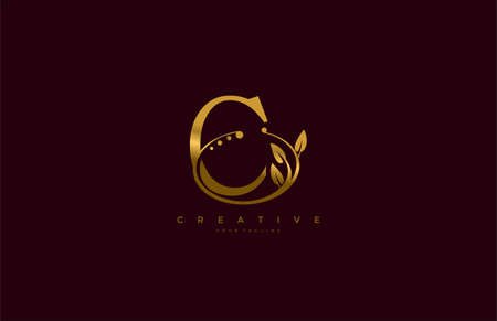 Golden Beauty Flourishes Initial Typography Logogramのイラスト素材