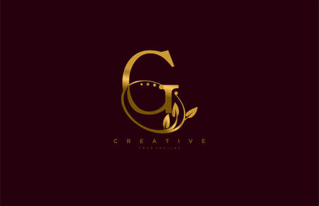 Golden Beauty Flourishes Initial Typography Logogramのイラスト素材