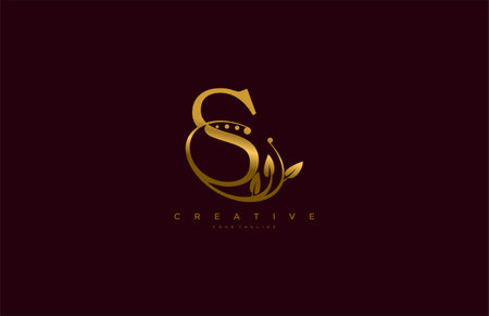 Golden Beauty Flourishes Initial Typography Logogramのイラスト素材