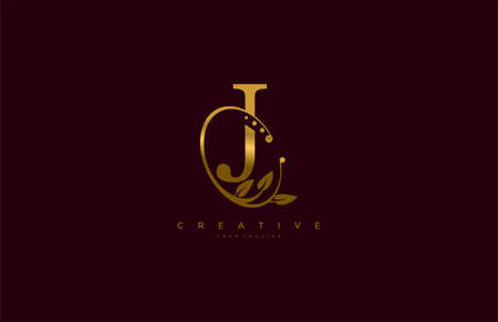 Golden Beauty Flourishes Initial Typography Logogramのイラスト素材