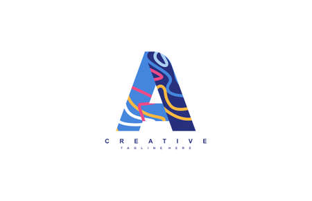 Abstract Pop Art Trendy Acrylic Fluid Vector Logoのイラスト素材