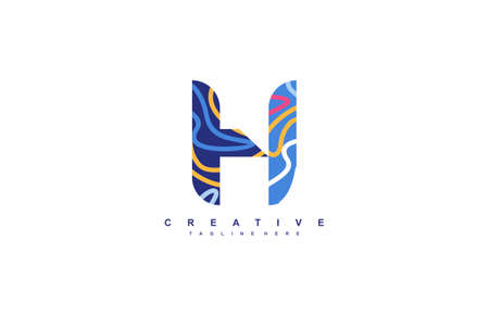 Abstract Pop Art Trendy Acrylic Fluid Vector Logoのイラスト素材