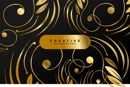 Luxury Golden Flourishes Black Background Vector Designのイラスト素材