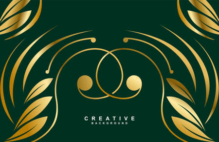 Elegant Golden Flourishes Dark Green Background Vector Designのイラスト素材