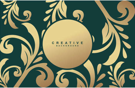 Elegant Golden Flourishes Dark Green Background Vector Designのイラスト素材