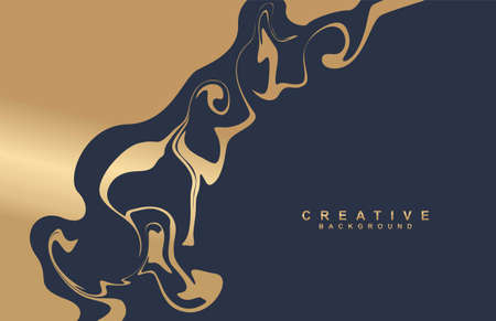 Golden Abstract Fluid Marble Gradient Dark Blue Backgroundのイラスト素材