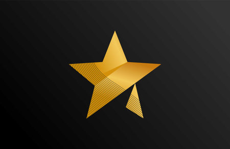 Shiny Vector Golden Star Wavy Stripes Design Logoのイラスト素材