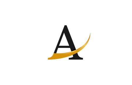 Initial Typography A Stylish Swoosh Gold Logoのイラスト素材