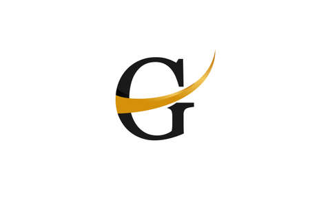 Initial Typography G Stylish Swoosh Gold Logoのイラスト素材
