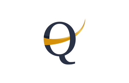 Initial Typography Q Stylish Swoosh Gold Logoのイラスト素材