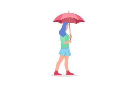 woman holding red umbrella design vectorのイラスト素材