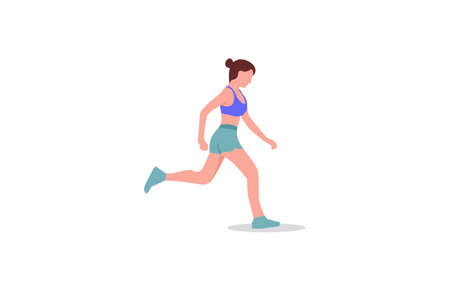 Young Woman Running Vector Illustrationのイラスト素材