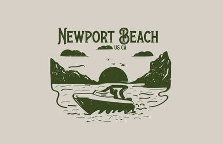 Newport Beach Vintage Landscape Designのイラスト素材