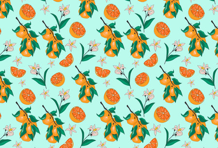 Orange fruit seamless pattern