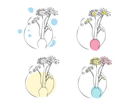 botanical arts. Hand drawn continuous line drawing of abstract flower. vector illustration.のイラスト素材