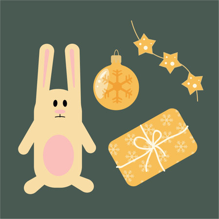 Christmas rabbit decorのイラスト素材