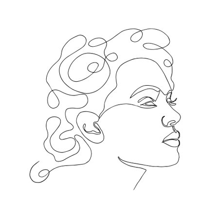 Woman face one line drawingのイラスト素材