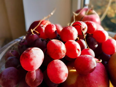 Ripe red grape in vase