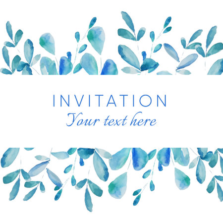 Herbal minimalist vector frame. Watercolor Hand painted brancheson a white background.のイラスト素材