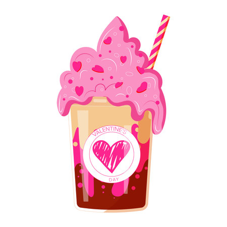 Coffe Valentines Day. Perfect for Valentines day, stickers, birthday, save the date invitation.のイラスト素材