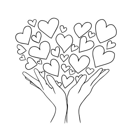 Flying hearts from hands. Vectorのイラスト素材