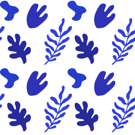 Blue Abstract shapes matisse style pattern