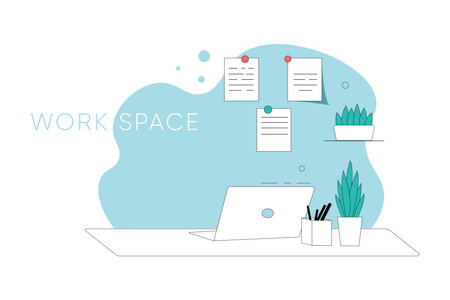 Work space. Online education concept.のイラスト素材