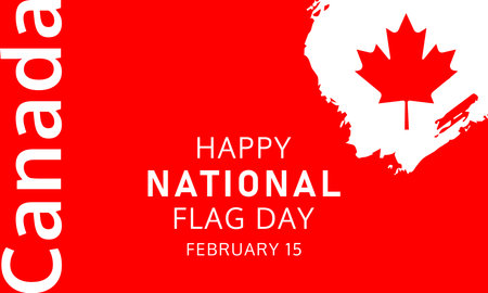 Canada happy flag day, february 15 celebrate background with maple leaf. Vector illustrationのイラスト素材