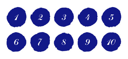 Set of number on a label vector. Number collection. Blue color markers with number from 1 to 10. Vector illustration.のイラスト素材