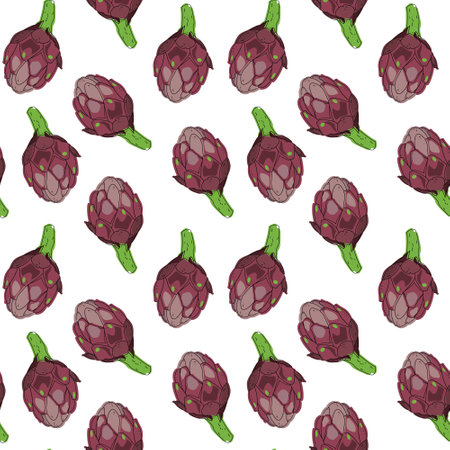Vector seamless pattern with artichokes. Beautiful design elements, perfect for prints and patterns. Vectorの写真素材