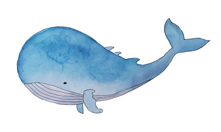 Blue whale watercolor art isolated on white backgroundのイラスト素材