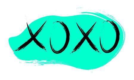 Graffiti XoXo word on green background. Hand drawnのイラスト素材