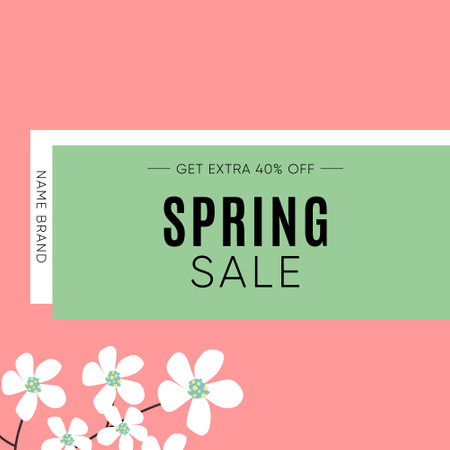 Spring Sale Template Design with white blossom flowers on pink Background. Vector EPS10のイラスト素材
