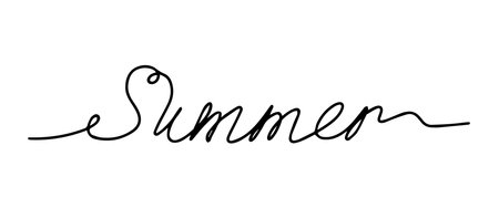 One line lettering of Summer isolated on white background.のイラスト素材