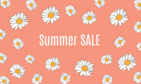 Summer sale vector illustration. Concept with camomile.のイラスト素材