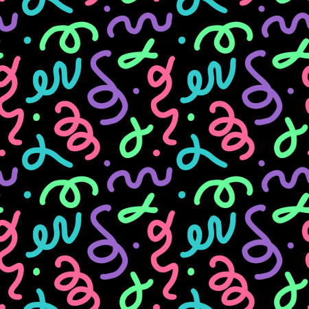 Colorful line doodle seamless pattern. Creative abstract art background. Vector illustrationのイラスト素材