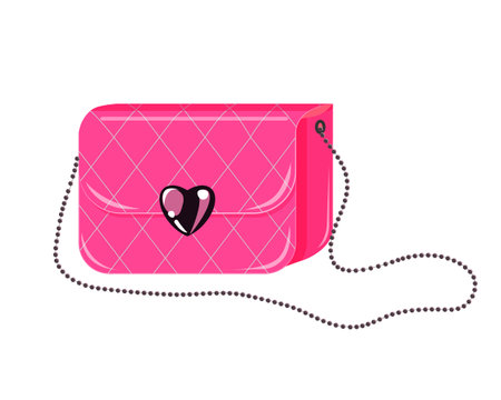 Fashion accessory for women. Pink shoulder bag. Stylish or trendy handbag.のイラスト素材