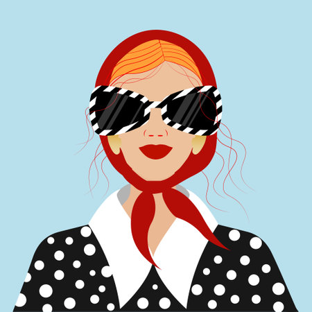 Fashion Stylish woman in sunglasses. Stylish girl in the scarf. Fashion woman look. Vector illustrationのイラスト素材