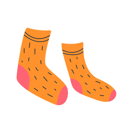 Orange wool socks. Flat vector illustrationのイラスト素材