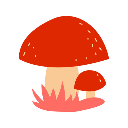 Flat mushroom isolated on white. Vector cartoon illustrationのイラスト素材