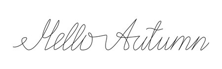 Hello autumn hand drawn lettering quote. continuous line art vector illustration. Autumn hand drawn...