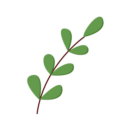 Spring branch with fresh green leaves. Octoberfest decor. flat styleのイラスト素材