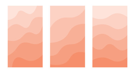 Abstract Peach Fuzz Social Media Templates with waves. Vectorのイラスト素材