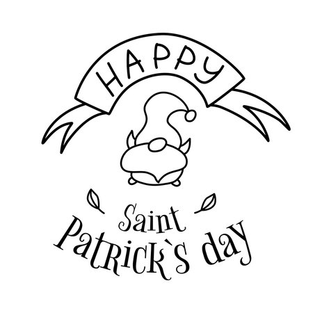Vector illustration of Happy Saint Patrick's Day type with leprechaun. Beer festival lettering typography iconのイラスト素材